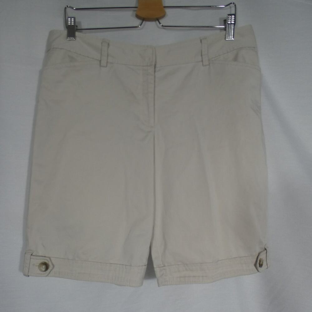 Ann Taylor Tan Bermuda Shorts Size 12 Pockets Casual Festival